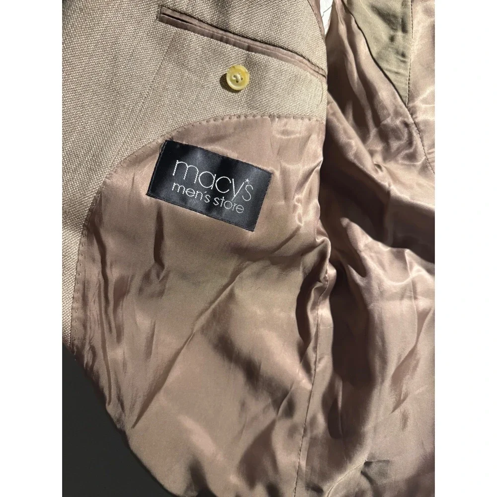 Lauren Ralph Lauren Mens 46R Blazer Tan Brown Linen Blend Sport Coat H0731